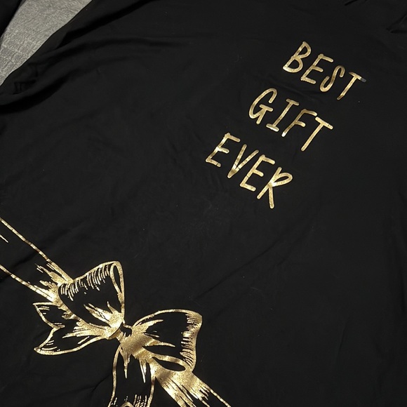 NWT a:glow Maternity Long Sleeve Tee Black & Gold Ruched at Hips Stretch Soft XL - Picture 3 of 9